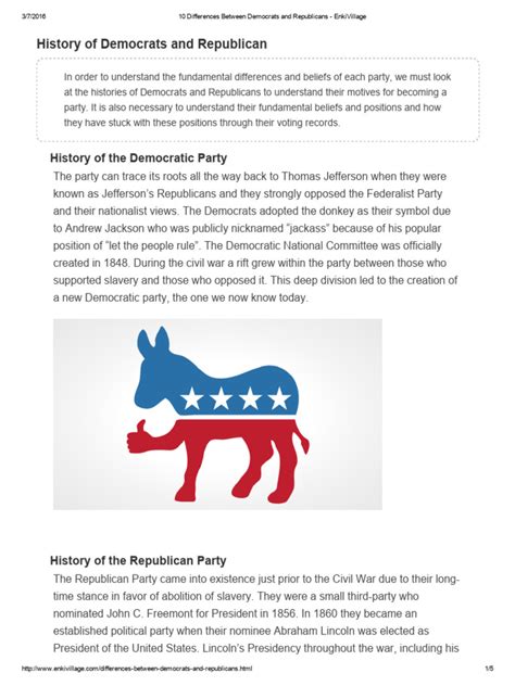 10 Differences Between Democrats And Republicans Enkivillage